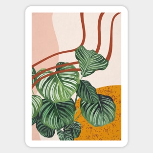 Mid Century Modern Clathea, Abstract Botanical Illustration Sticker